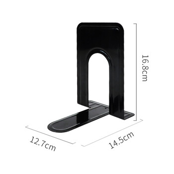 得印6.6英寸(高16.8cm)金属铁书立架书挡书夹8048办公书靠书架夹挡书板黑色2片/付