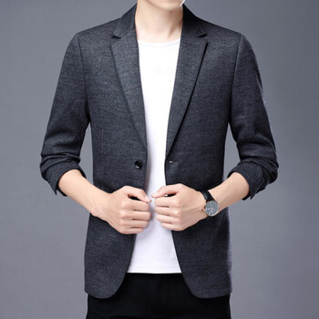 bxlx呢子西服秋冬季男士外套小西装商务休闲夹克上衣男单西服外套灰色