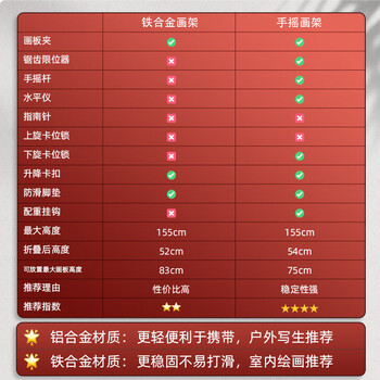 空色手摇铝合金画架金属画架可伸缩折叠铁合金画架可调节高度美术生写生用品初学写生画具美术写生