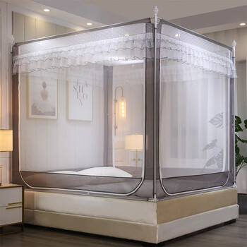 芍萌大床蚊帐1.8米2.2米 坐床式拉链蚊帐家用1.35x1.5x1.