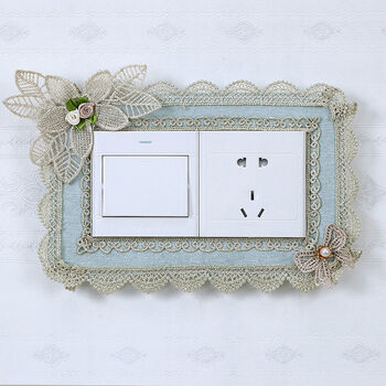 开关装饰套蕾丝布艺开关贴墙贴保护套开关贴装饰插座套保护装饰贴简约