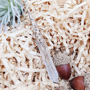 饰品sn8006白水晶灵摆消磁石蜡绳灵摆袋银色标准款灵摆链灵摆表礼盒装