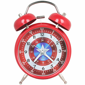 闹钟表学生用男生卡通儿童适用静音床头夜光卧室美国队长带秒24小时