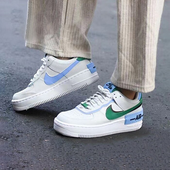 潮nikeaf1耐克板鞋女鞋空军一号airforce1淡蓝粉白棕白绿紫蓝橙马卡龙