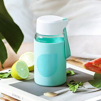 新加坡unibott优道玻璃杯便携玻璃水杯女可爱玻璃杯子随手杯320ml薄荷