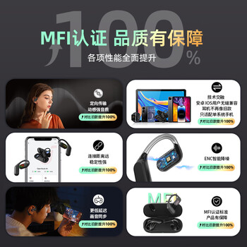大康 OpenBuds【苹果MFI认证】开放式蓝牙耳机运动跑步新款不入耳无线挂耳式气骨传导概念适用华为小米
