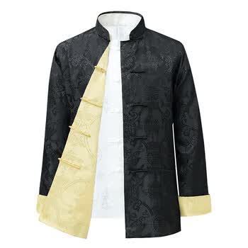 【主持人】中式婚礼司仪服装中国风唐装男长袖中青年演出主持人外套