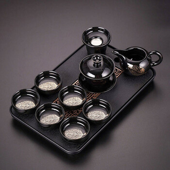 云苕金叶西施壶功夫石磨懒人茶具套装全自动泡茶壶陶瓷茶杯家用整套