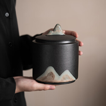 苏氏陶瓷（SUSHI CERAMICS）手绘釉画彩千里江山茶叶罐密封罐J0708
