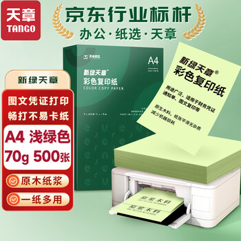 天章 （TANGO）A4 70g浅绿色彩色复印纸 软卡纸打印纸非厚卡纸 儿童手工DIY折纸彩纸 绿色通道清单打印 500张/包