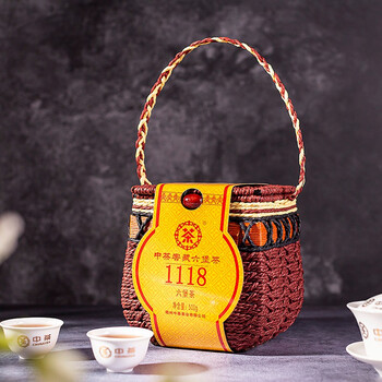 中茶黑茶广西梧州窖藏六堡茶1118一级箩筐装500g 中华老字号