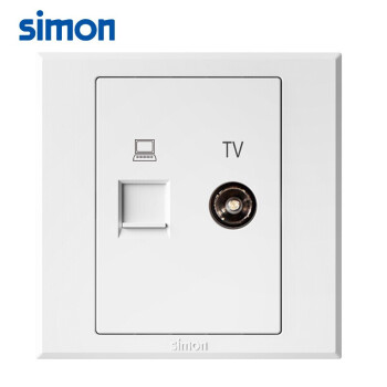 SIMON西蒙电视网络插座面板 86型暗装 E3系列电视电脑网线305302雅白色