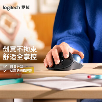 罗技（Logitech）ERGO M575 人体工学鼠标 轨迹球鼠标 无线蓝牙双模 办公鼠标  带无线2.4G接收器 石墨黑
