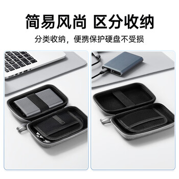 奥睿科(ORICO)2.5英寸硬盘盒保护包 数据线/U盘/耳机/数码配件收纳盒包防震防摔套 灰色HXA25