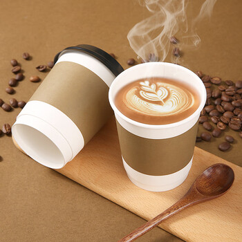 拜杰一次性咖啡杯一次性杯子牛皮纸杯豆浆杯热饮杯奶茶杯 280ml25只