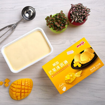 恬女神meiji芒果味家庭装桶装冰淇淋雪糕510g冰淇淋挖球冰激凌芒果味