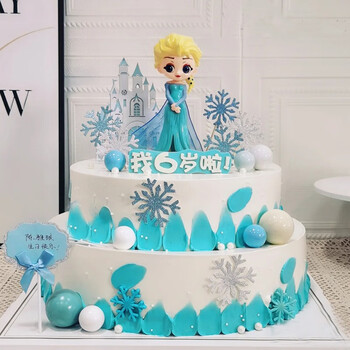 卡通生日蛋糕女孩同城配送全国订做水果奶油蛋糕 双层冰雪奇缘蛋糕 12