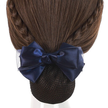 米太银行办公专用头花网兜职业发夹发网医院空姐酒店银行工作盘发时尚头花发饰 蓝结细网 均码 10个装