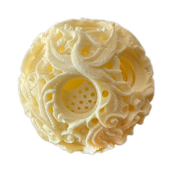 鬼工球仿猛犸象牙对角摆件牙雕节日文玩店风水家居摆饰工艺品105cm