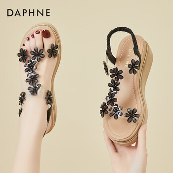 daphne达芙妮透明松糕坡跟凉鞋女鞋子2024新款夏天小清新厚底增高罗马