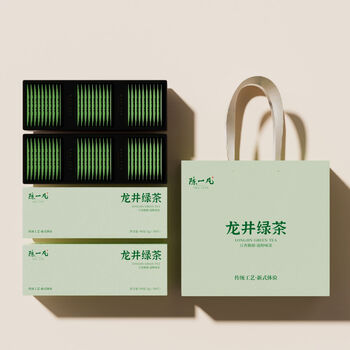 陈一凡 龙井茶 绿茶茶叶新茶龙井春茶送长辈小茶饼茶叶礼盒装180g