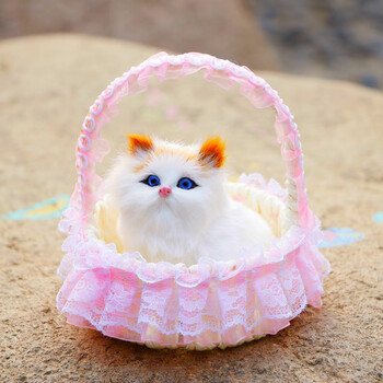 欧航会叫仿真猫咪玩偶儿童玩具发光篮子小猫静态模型摆件生日礼物女生