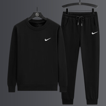 耐克(nike) 運動服套裝男士秋冬季中老年人爸爸跑步休閒加絨衛衣三