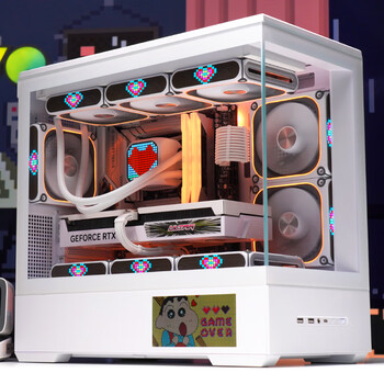 爱国者（aigo）星璨岚屏显版 白色 游戏电脑台式主机箱 支持360水冷 M-ATX主板/四面快拆/270°海景房/5090显卡