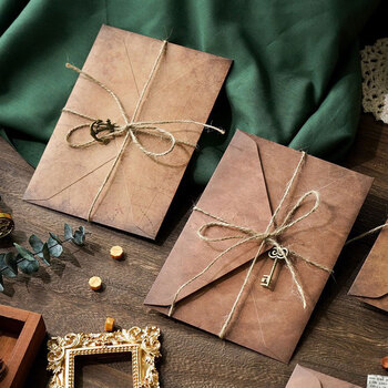 狮洛德 信封信纸套装 复古信笺表白牛皮纸A5手写古风活动邀请书信4信纸2信封送装饰