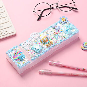 奶油胶文具diy手工盒铅笔盒手工diy自制材料包套装网红奶油材料l蓝