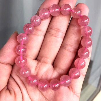 贵鸿 天然水晶7a收藏马达加斯加粉水晶手链 女老矿马粉晶单圈果冻体