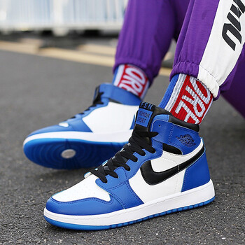 高帮鞋aj户外运动休闲板鞋889白蓝35