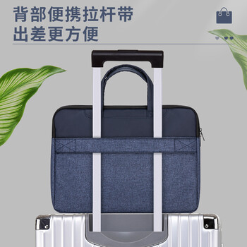 得力(deli)63755 加厚大容量商务拉链袋公文包 文件包事务包办公手提包会议包资料收纳包电脑包 蓝色 1个装