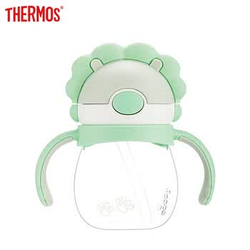 膳魔师THERMOS 儿童夏季水杯学饮杯狮子杯PA安全材质吸管杯婴儿训练杯防摔水杯 Foogo系列绿色 270ml