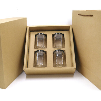 【618嗨购】4瓶装礼盒六角玻璃瓶蜂蜜包装盒年货土特产手提空盒包装