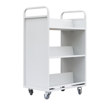 奈高文件档案室推车图书馆小推车手推车移动书架柜 三层W型书车