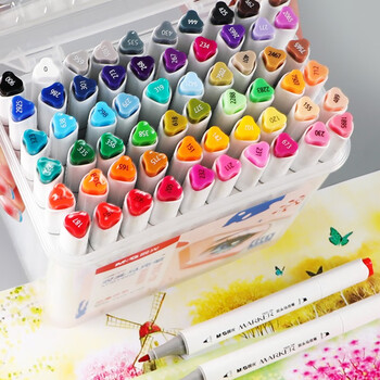 晨光（M&G）双头油性马克笔多色学生绘画双头水彩笔美术生专用手绘学生用APMT8605-60色/盒水彩笔美育