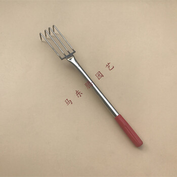 304不锈钢赶海耙子 焊接园艺园林草耙 4齿6齿8齿短柄耙 红色手柄 虎雀