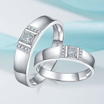 奢品佳shepinjia白钻石情侣对戒男女结婚戒指白订婚钻戒珠宝首饰送