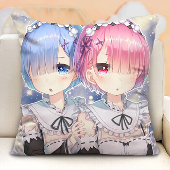 晴野蕾姆方形抱枕雷姆动漫周边从零开始的异世界生活定制靠垫拉姆枕头