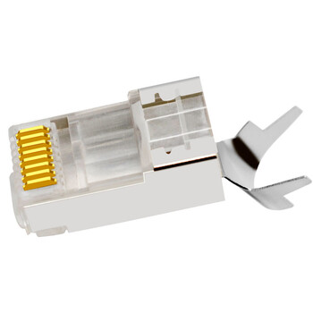 礼嘉 LJ-P730 七类铜壳屏蔽万兆水晶头 CAT7网线两件式7类水晶头RJ45镀金50U带燕尾夹1.3MM线孔 30个/包