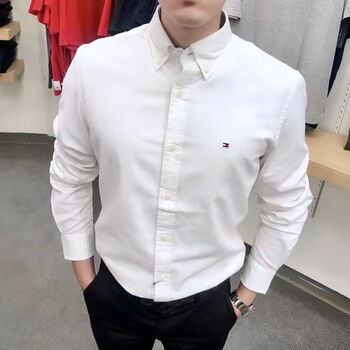 skgoldy衬衫长袖牛津纺衬衣商务休闲男装 白色 xs90-120斤