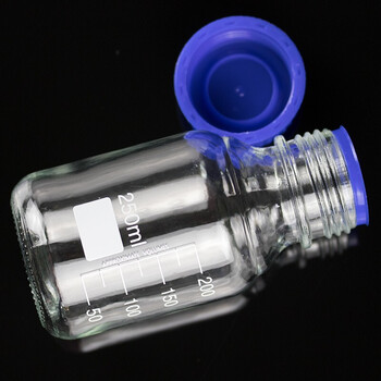 海斯迪克 HKCL-161 蓝盖试剂瓶 透明丝口玻璃瓶 螺纹口带刻度螺口试剂瓶 带刻度透明样品瓶 高硼硅 100ml