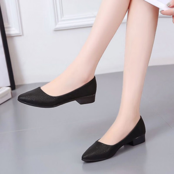 大东真软皮高跟鞋女细跟2023年春秋新款浅口真软皮工作鞋女士皮鞋