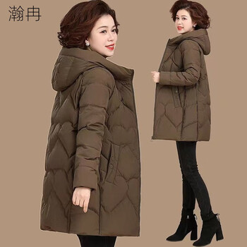 瀚冉女士棉袄反季清仓装棉衣女中长款宽松洋气棉服冬季外套加厚潮咖啡