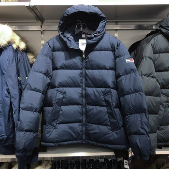 tommy汤米 男士羽绒服外套秋冬藏青连帽男士羽绒服 藏青色 l160-180斤