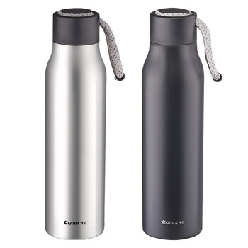 齐心（COMIX）保温杯304不锈钢内胆手提保温杯男士商务黑色LC-509 600ml 