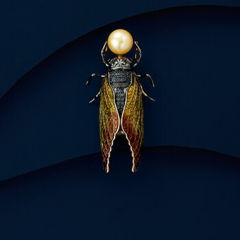 marcobizzarri奢侈品生日礼物金蝉一鸣惊人胸针高档女珍珠精致新奇