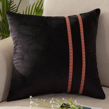 车载靠背垫抱枕套办公室长方形靠枕枕头 简约-黑色45*45(只有枕套)