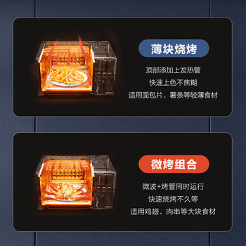 Midea美的微波炉23升家用变频微烤一体机平板光波速热一键解冻智能微烤温度感应微波烤炉一级能效PC23W6